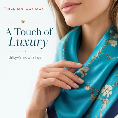 Trillion London® Long Silk Scarf for Women, Neck Scarves, Lightweight Shawl - Image 4