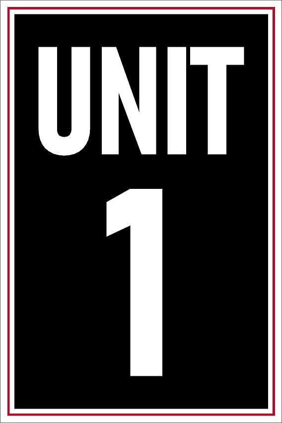 Unit 1, black and red safety sign - Self adhesive sticker (600mm x 400mm)