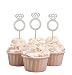 Darling Souvenir, Wedding Engagement Ring Cupcake Toppers, Party Dessert Decorations - Pack Of 20