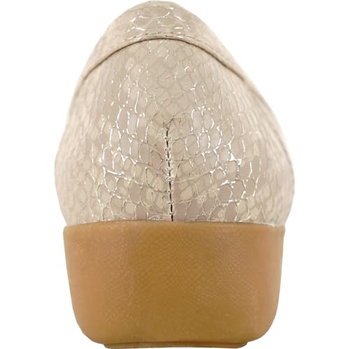 Image of KOZI Women Comfort Casual Wedge Shoe Slip-On Loafer ML Collection Round Toe Penny Loafer Removable Insole Black Champagne