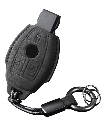 Housse de clé Mercedes daim noir coque sur mesure Classe A C E S GLK