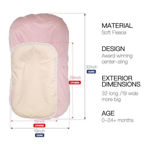 Image of Infant Support Cushion - Baby Support Cushion for Newborn, 0-24 Months, Portable Tummy Time Mat for Home and Travel, Soft Cotton, Supervised Use, Baby Essentials Gift, Pink(1 Cushion + 1 Cover)