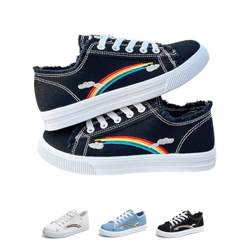Rainbow Walking Shoes Canvas Y2K Walking Cute Sneakers for Women Thick Sole LGBTQ+ Parades Queer Party Pride Month