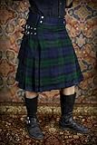 Tartan Utility Kilts for Men Tartan Kilt with Straps and Large Cargo Pockets(Green,XL)