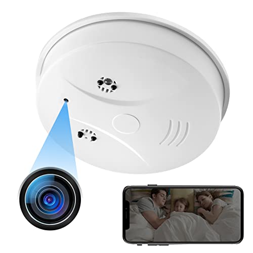 Yadayuki Caméra Espion WiFi 5G Ghz, Mini Camera Cachée Détecteur de Fumée，HD 1080P Mini Caméra Espion,Enregistreur Surveillance sans Fil avec Vision Nocturne Détection de Mouvement