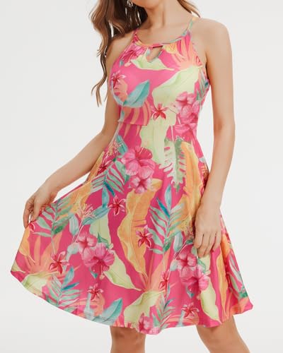 Image of ANYFITTING Built in Bra Halter Dresses for Women 2026 Summer Pockets Dress Flowy Midi Sundresses Beach Vacation