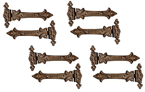 Image of Adonai Hardware Adonijah Antique Cast Iron Strap T Hinge (7.9 inch x 8 Pack, Rust Living Finish) for Barn Doors, Gates, Kitchen Cabinets, Sheds, Wooden Box, Furniture, Cedar Chest and Trunks