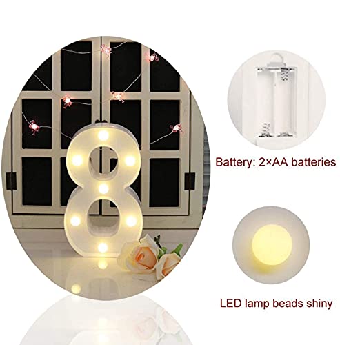 Image of LED Marquee Number Light Sign Birthday Family Wedding Decor Walls Hanging (Number 8)