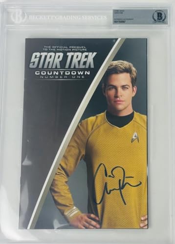 CHRIS PINE SIGNED SLABBED COMIC STAR TREK CAPTAIN KIRK RARE FULL AUTOGRAPH BAS 7