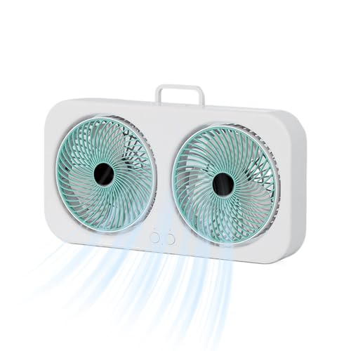 Genérico Ventilador Pequeño De Mesa | Enfriador De Aire Doble Cabezal,Funcionamiento Silencioso, Recargable USB Y Colgable Para Dormitorio, Gimnasio, Habitación Infantil Y Tienda De Campaña