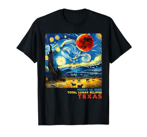 Retro Total Lunar Eclipse 14 March 2025 Texas Moon Eclipse T-Shirt Retro Total Lunar Eclipse 14 March 2025 Texas Moon Eclipse T-Shirt