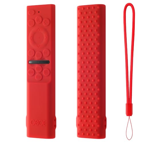 Image of Oboe Silicone Tv Remote Cover Compatible with Samsung Smart Tv Remote 2026 Model BN59-01498A Key Cover Case with Lanyard (B-Red) REMOT E NOT Included