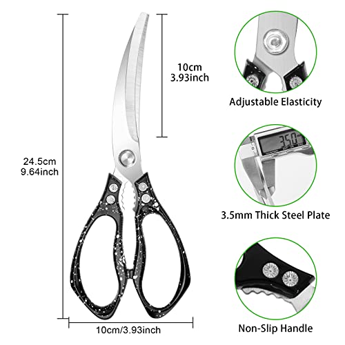 Diesisa Kitchen Scissors, Stainless Steel Dishwasher Safe Heavy Duty Kitchen Scissors For All Purpose, Kitchen Shears For Poultry/Chicken/Rib/Meat/Bbq/Barbecue - Black #TOP4