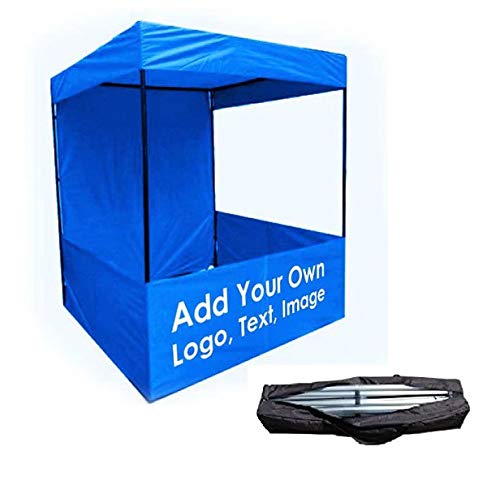 Brandway 6x6x7 ft. Promotional Canopy with American Matty Tetron Cloth Waterproof, 3-Side Open Foldable & Portable for Stall Promotion Activities, Advertising | Quick Setup with Carry Bag (Blue)