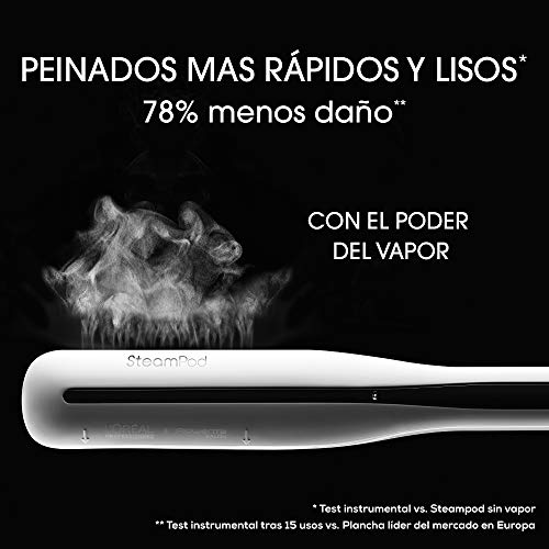 41B75JOkcPL L'Oréal Professionnel 2en1 Lisseur Vapeur Professionnel Lisse/Forme Wavy Steampod, 3.0 Blanc, 1 Unité, 1 g