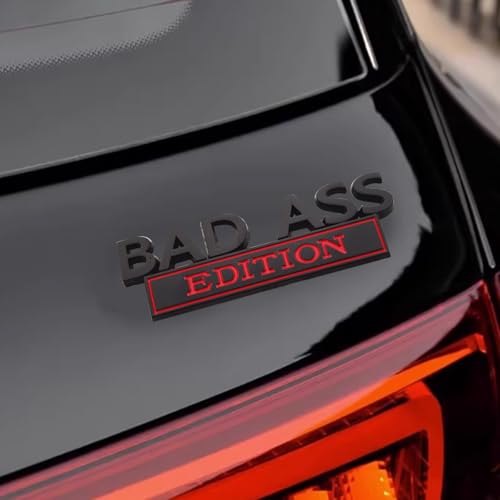 Image of Car Modification Label, Bad Ass 3D Fender Badge Decal Car Sticker, Funny Modification Label Decal, Auto Fender Bumper Sticker Body Sticker Fit for Universal Vehicle(Black /Red)