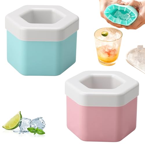 2PCS EiswüRfelform Silikon Eiswürfelbehälter Silikon mit Deckel EiswüRfelschale Eiseimer EiswüRfelform mit Deckel Eiswürfelform Eiswürfel Behälter Ice Cube Mold Eiswürfelbereiter Becher