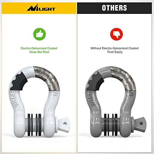 Image of Nilight 2 Pack 3 /4 inch D-Ring Shackle with 7 /8 inch Screw Pin 41,887lbs Break Strength, Heavy Duty Off Road Recovery with Isolators Washers for Use with Tow Strap, Winch, Off-Road Jeep Truck Vehicle