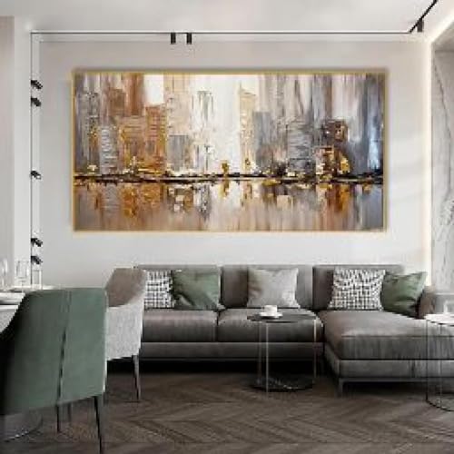 Grande peinture abstraite sur toile œuvre d'art mural de haute qualité 55x110 cm