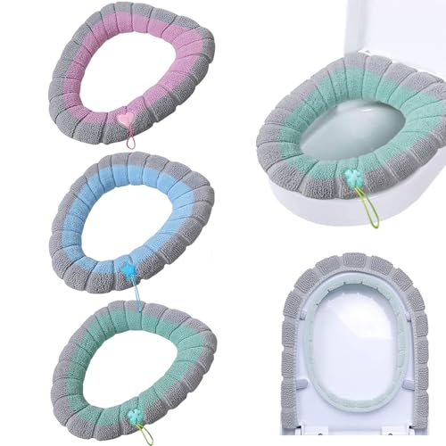 BTHEONE WC-Sitzwärmer Toilettensitzauflagen Waschbar Tuch Toilettensitzbezug Pad Waschbar Eingebauten Kunststoffring Heraus Fasergewebe für Meisten Toiletten Damen Mamas Altere Menschen
