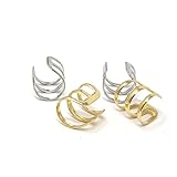 HONBAY 4PCS Non Piercing U Shape Cartilage Ear Clip Ear Cuff Earrings Both for Men and Women