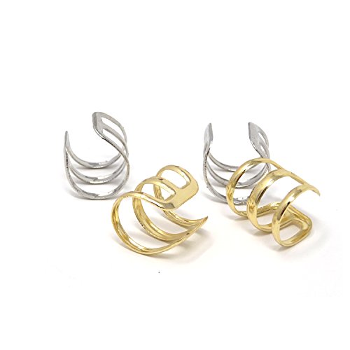 Honbay 4PCS Non Piercing U Shape Cartilage Ear Clip Ear Cuff Earrings Both for Men and Women