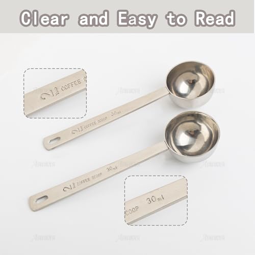 Cucharas medidoras de café AUEAR en acero inoxidable de 30 ml con mango largo 7