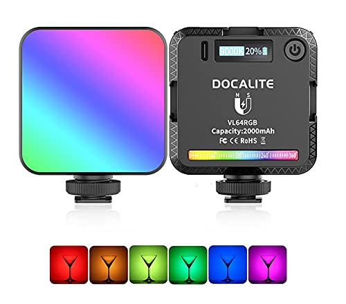 RGB LED Video Licht, VL64 Licht Fotografie 360 ° Full Color, W 3 Cold Shoe, 5000-9000K Dimmable Led Videoleuchte für…