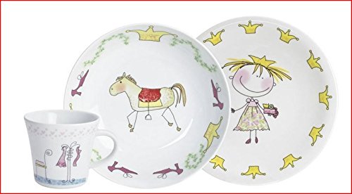 Vajilla infantil porcelana 3 pzas princesa personalizada con nombre