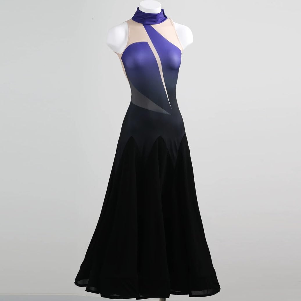 JRUIA Vestidos De Baile De Salón para Competiciones De Tango Traje De Baile Moderno Traje De Flamenco Y Foxtrot Sin Mangas para Mujer Elegante Traje De Vals para Actuaciones