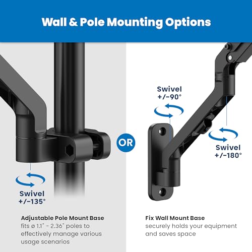 Image of Mount-It! Ergonomic Laptop Arm for Wall or Pole Mounting, Full Motion Adjustments, Versatile Design, Easy Installation