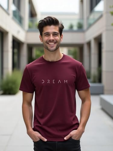 Image of NOBERO Men's Cotton Regular Fit Letter Print T-Shirt