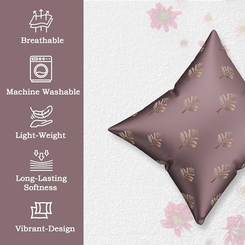 Image of Kuber Industries Polyester Cushion Cover 16 Inch x 16 Inch Set of 5 with Zip Closure | Decorative Throw Pillow Square Cushion Cover for Sofa Set, Bedroom and Living Room | Golden Tree - Multicolor