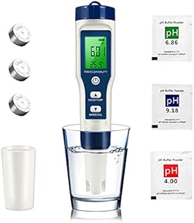 5 in 1 PH Meter, TDS/EC/Salinity/Temp/PH Meter for Water, Digital PH Tester 0.01 High Accuracy Water Testing Kits for Drinking Water, Pools, Fish Tank, and Hydroponics, PH Pen Hydroponics Supplies