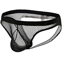 Ctreela Fishnet Thong for Mens Mesh See Through Butt-Flaunting Underwear Bulge Enhancing Pouch Jock-Strap Briefs