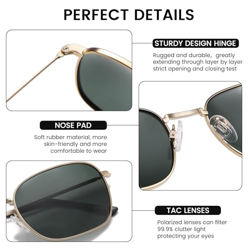 Image of DUCO Square Sunglasses for Men Women Polarized Driving Sun Glasses UV400 Protection Retro Shades DC3038