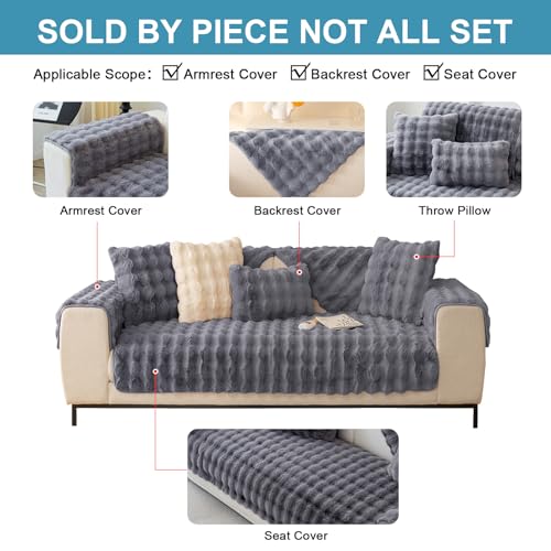 ShowyLive Sofa Covers 1 2 3 4 Seater Couch Covers,Thick Corner Sofa Slipcover L Shape Chaise Longue Furniture Protection for Living Room- Super Soft Armrest/Backrest Covers (Grey - Image 2