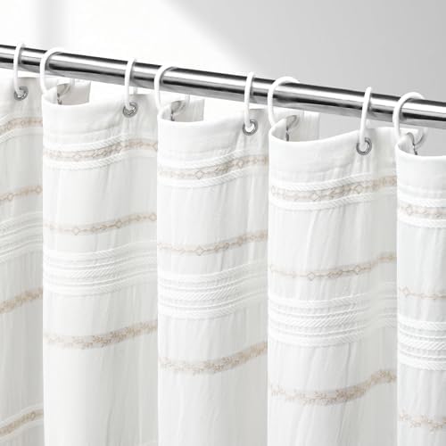 White Shower Curtain,Cotton Fabric ...