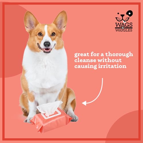 Wags & Wiggles Purify Hypoallergenic Wipes for Dogs, Zesty Grapefruit Scent - Scented Dog Wipes Gently Clean & Condition Your Dog's Coat Without A Bath, 100 Count