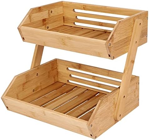 ATTGREAT Fruit Basket, 2 Tier Fruit Bowl for Kitchen, Large Capacity Kitchen Countertop Organizer for Fruit, Vegetable, Bread and Snack Storage