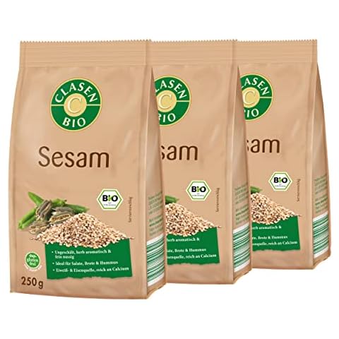 3x CLASEN BIO weißer Sesam ungeschält, biologisch, vegan und glutenfrei Cover