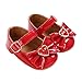 Baby Girls Dress Shoes with Bows Lightweight Comfortable Soft Soles Leather Mary Jane Ballet Flat Shoes（Red,6 Months