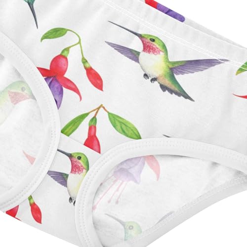 Funny Toddler Girls Underwear 2t Cotton Panties for Girl Watercolor Hummingbirds Flowers White Underpants Briefs4