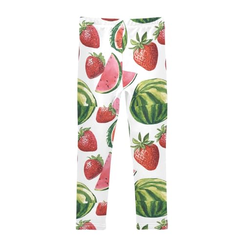 Boccsty Cute Watercolor Watermelon Strawberries Girls Leggings Kids Yoga Pants Dance Active Tights 4T2