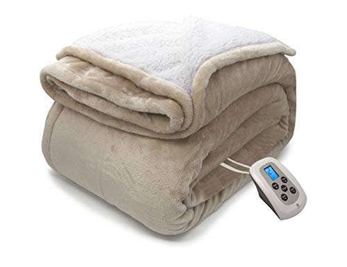 Marquess Electric Blanket Microplush Sherpa And Cozy Flannel Washable Comfortable With 10 Heat Settings, Washable & Reversible (Linen, 62"X 84") #TOP1