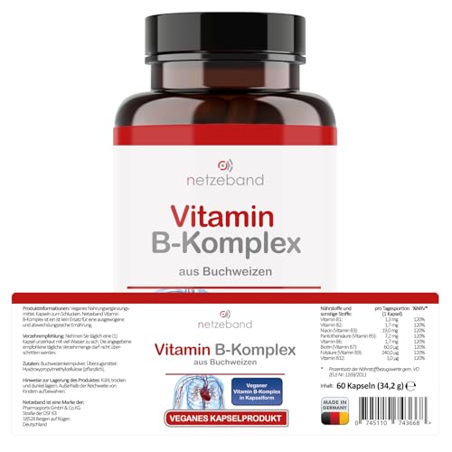 Vitamin B Komplex hochdosiert in Buchweizen | im Glas | natürlich | vegane Kapseln | hochdosiert | Alle B Vitamine mit Vitamin B12