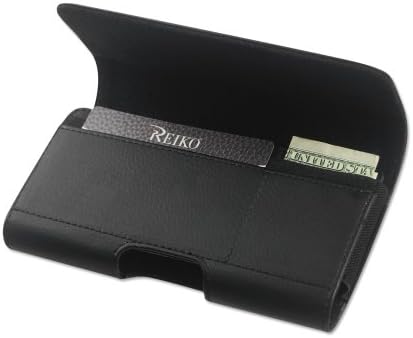 Reiko Plus Size Black Leather Wallet Pouch Clip ( Plus Size Compatible with the Apple Iphone 8 Plus / 7 Plus / 6S Plus with a Heavy Duty Hybrid Case On ) and Zoomazig Stylus