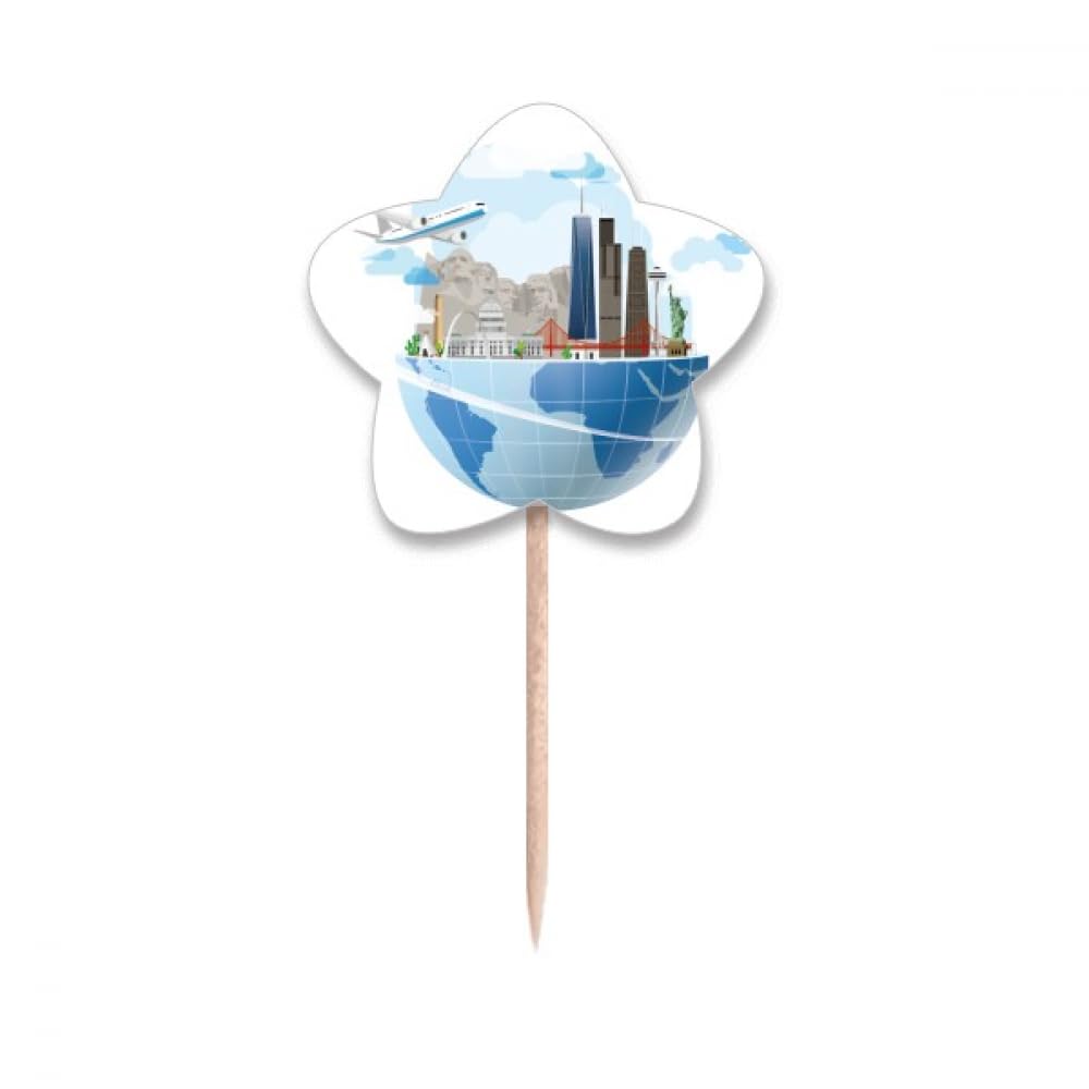 Travel journey america mount plane cure-dents drapeaux pour gâteaux