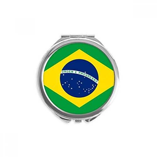 Miroir rond maquillage portable motif Brésil pour retoucher son teint facilement partout