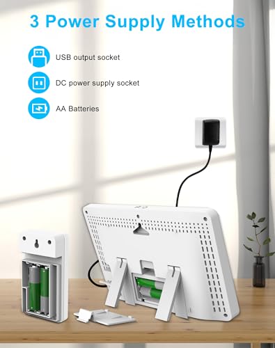 Wetterstation Funk mit Außensensor, Farbdisplay, Wettervorhersage, Temperatur, Luftfeuchtigkeit, Wecker mit Schlummerfunktion, Luftdruck,60m Übertragungsentfernung, für Innen und Außen